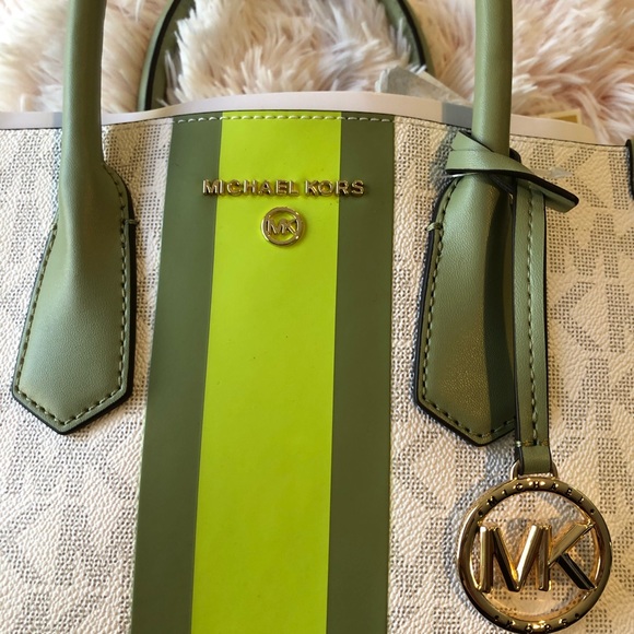 Michael Kors Center Stripe Maple Small Satchel. Bright Limeade. NWT. - Picture 12 of 12